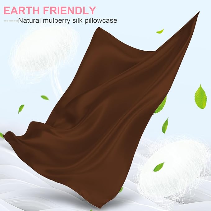 Mulberry Silk Pillow Cases 2 Pack Standard Size 20x26 Inches with Hidden Zipper, Ultra Smooth and Soft Breathable Cooling Silk Satin Pillowcase Set of 2, Better for Hair and Skin, Gifts for Women Men