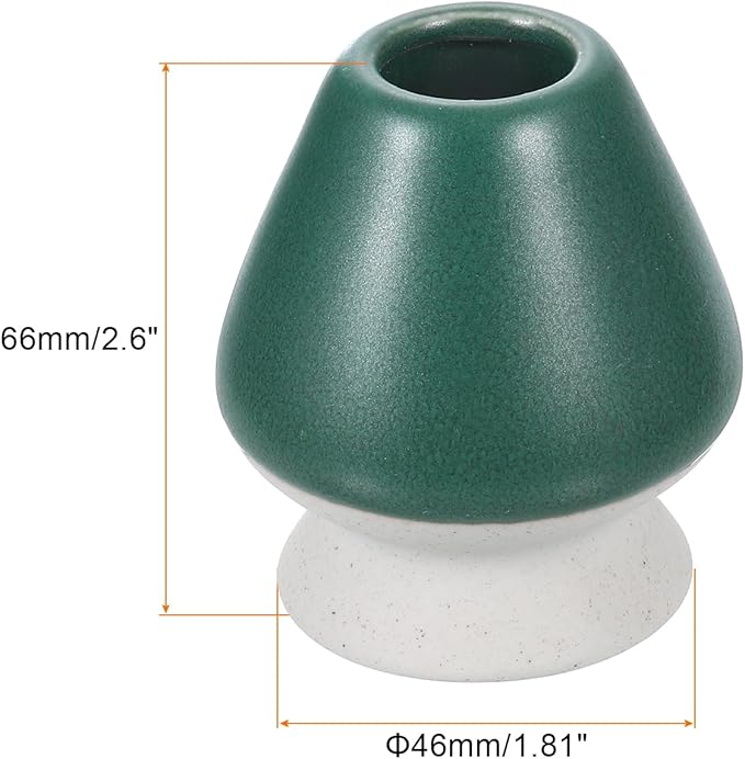 HARFINGTON Ceramic Chasen Stand 66mm Matcha Whisk Holder, Traditional Matcha Tea Chasen Holder, Dark Green