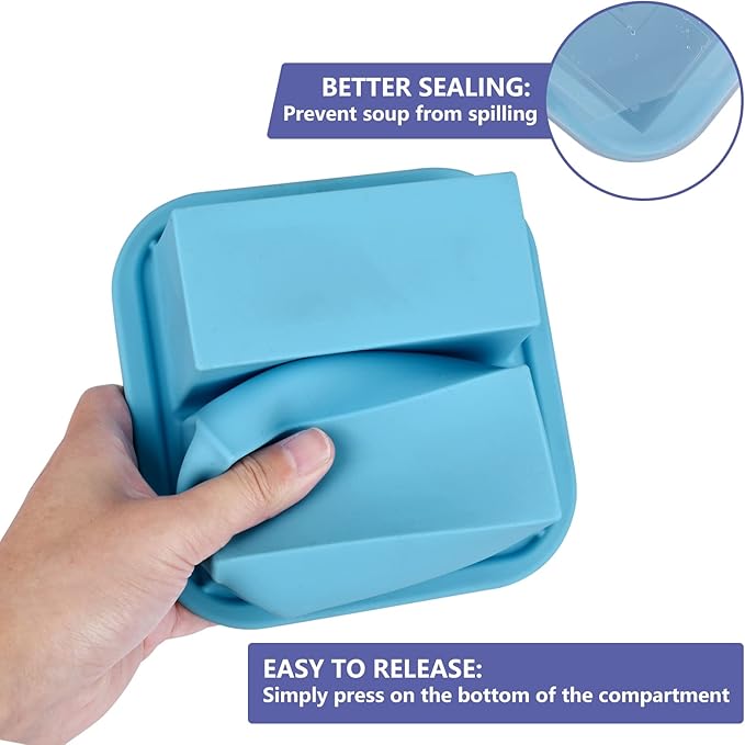 1 Cup Silicone Freezer Molds Silicone Freezer Tray with Lid 4 Pack Soup Freezer Containers Make 8 Soups, Broths, Stews, Sauces, Curries