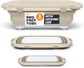 Drip EZ Collapsible BBQ Prep Tubs 3-Piece Set - For Meal Prep Marinating Food Storage - Includes Cutting Board & Lid - (1) JR + (1) OG + (1) XL - Sandstone