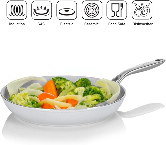 TECHEF - CeraTerra Ceramic Nonstick Frying Pan Skillet, (PTFE, PFAS, and PFOA Free), Dishwasher Oven Safe, Stainless Steel Handle, Induction-Ready, Made in Korea (10-in)