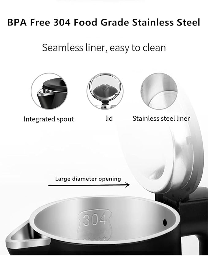 0.8L Electric Kettle Stainless Steel, 800 Watts Small Electric Kettle 27 Ounce Fast Boil Auto Shut-off, Portable Water Boiler for Small Kitchen, Business Trip and More
