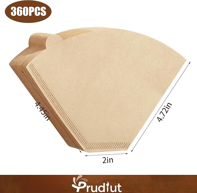 (Prudiut) 360 Count #4 Cone Coffee Filters 8-12 Cups, Disposable Natural Coffee Filters 4 Cone Paper Unbleached 4 Filters Paper Compatible with Ninja, Drip and Pour Over Coffee Maker