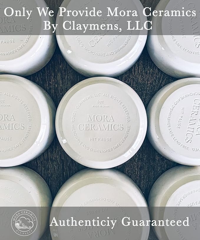 Mora Ceramic Ramekins - 6oz, Set of 6 - Small Oven Safe Baking Dishes/Cups - For Personal Pudding, Creme Brulee, Souffle, Serving Dip, Custard, Ice Cream - Single Mini Bowls - Vanilla White