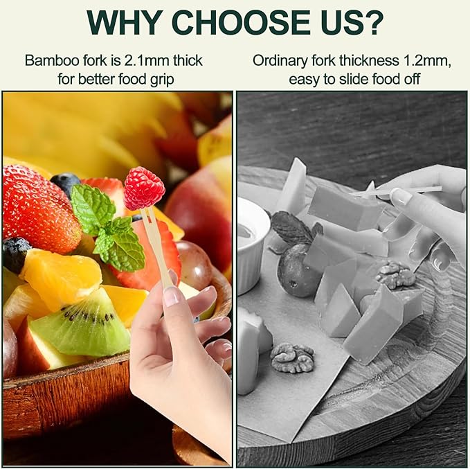 400PCS 3.5 Inch Appetizer Forks, Mini Forks, Mini Forks For Appetizers, Disposable Bamboo Forks Can Be Used For Desserts, Sandwiches, Burgers, Salads, Buffets, Drinks, Vegetables And More