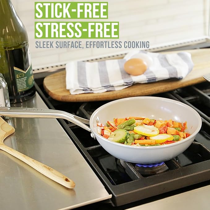 TECHEF - CeraTerra - 8 inch Ceramic Frying Pan – PFAS, PTFE & PFOA-Free, Toxin-Free Ceramic Coating, Induction-Ready, Oven & Dishwasher Safe, Ceramic Nonstick Frying Pan Made in Korea