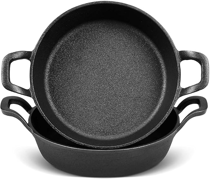 Mini Cast Iron Skillets 7 x 7 x 1.7 Inch Cast Iron Pan Small Ramekin Set Black Casserole Dish Cookware Oven Safe Mini Skillets for Kitchen Indoor Outdoor Picnic (2 Pack)
